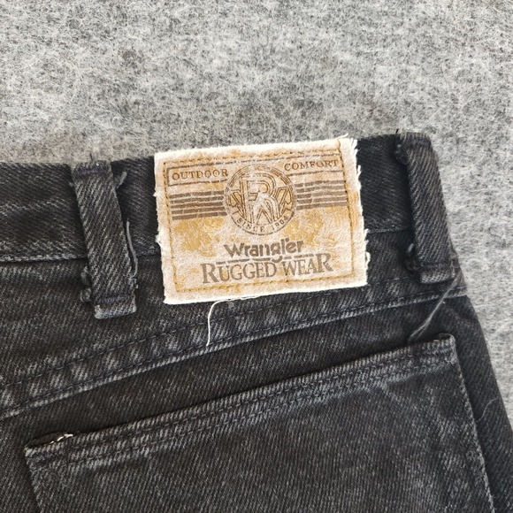 Vintage Wrangler Jeans Mens 34x31 Black Denim Straight Rugged Wear Work Made USA - Picture 7 of 13